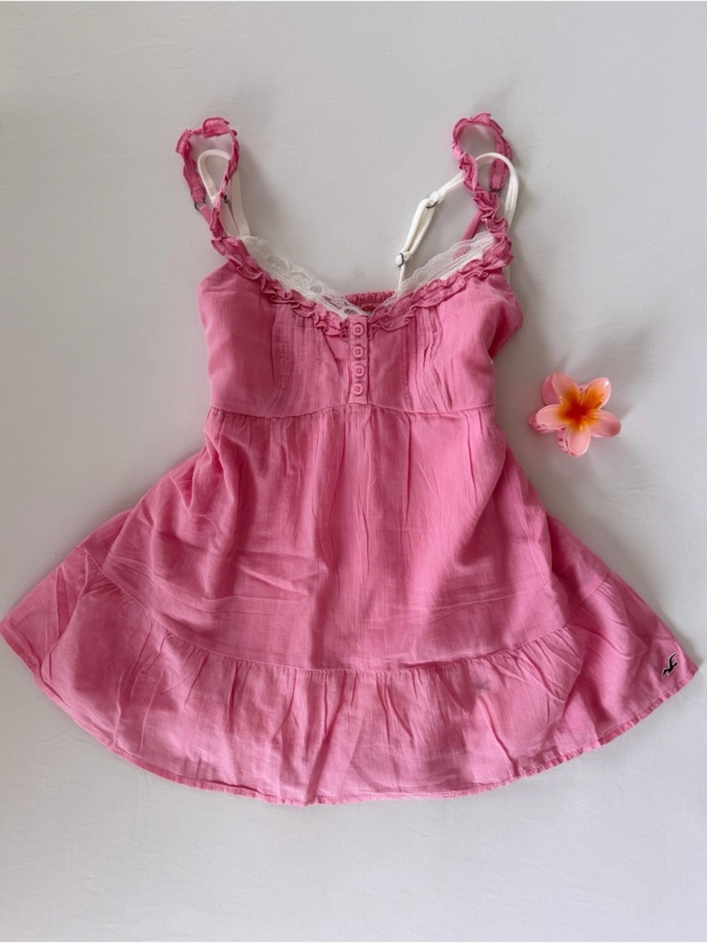 “Pink Babydoll Top – Lace Trim, Soft Girl Vintage Inspired